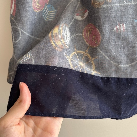 Eveve Nautical Print Blouse, Coastal Grandma Preppy Blouse, Navy Blue, Medium - Picture 7 of 15